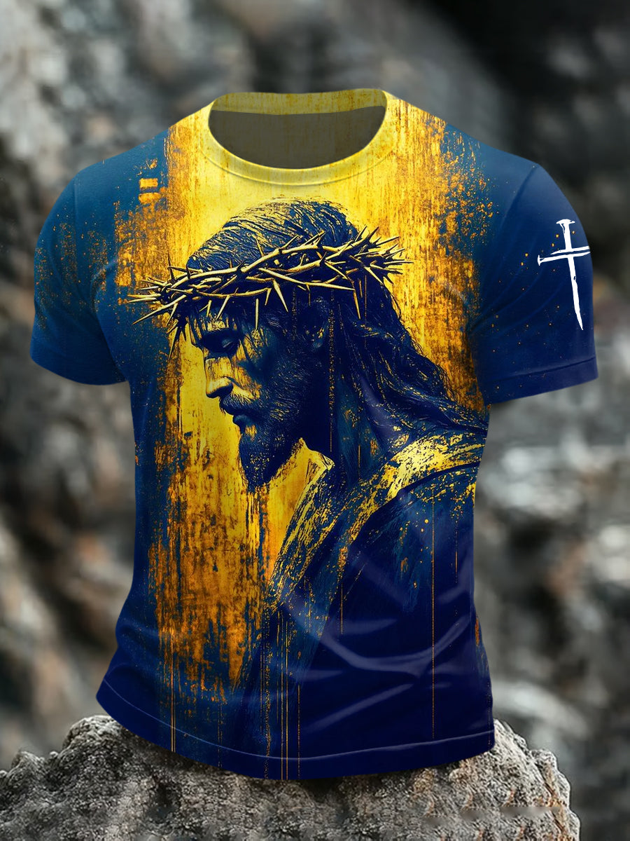 Men's Jesus Print Casual Tee