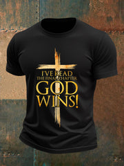 Men's I've Read The Final Chapter God Wins Christian Faith Cross Tee