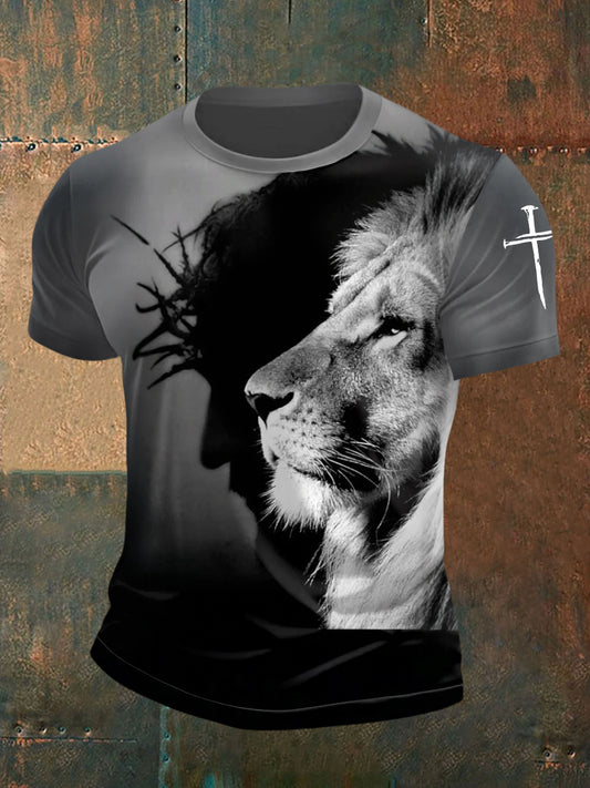 Men's Christian Jesus Print Casual Tee