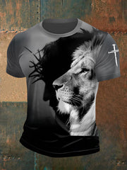 Men's Christian Jesus Print Casual Tee