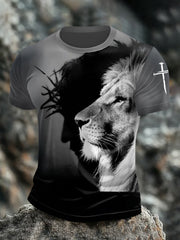 Men's Christian Jesus Print Casual Tee