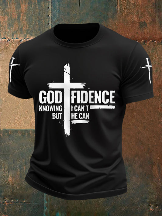 Men's God Fidence I Can't But I Know A Guy Casual Tee