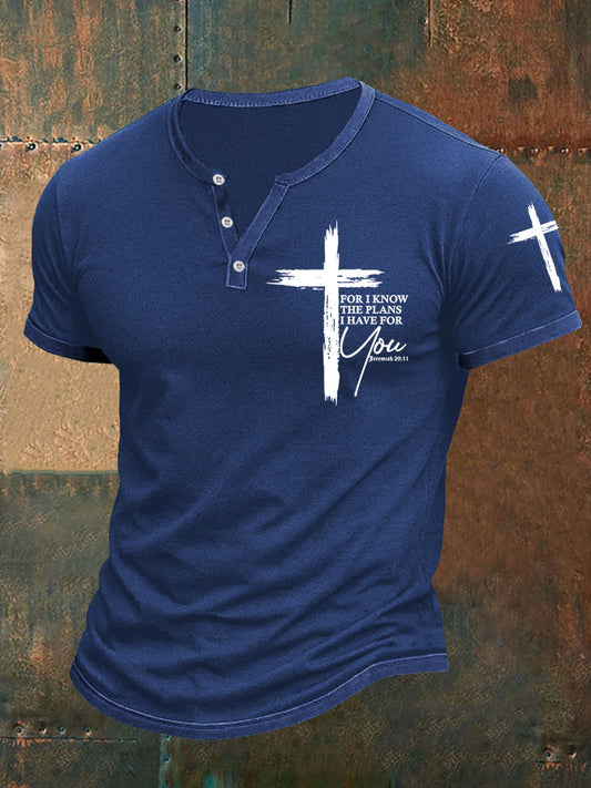 Men's Jeremiah 29:11 Christian Religious Bible Verse Cross Print Tee