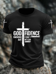 Men's God Fidence I Can't But I Know A Guy Casual Tee