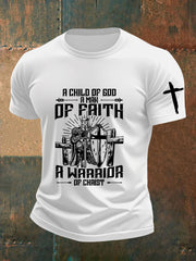 Men's Child of God a Man of Faith a Warrior of Christ Cotton Short SleeveT-shirt