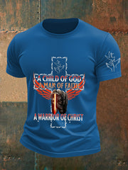 Men's Child of God a Man of Faith a Warrior of Christ Cotton Short SleeveT-shirt