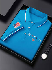 Men's Jesus Saves USA Printed Casual Button-Down Top