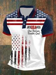 Men's Jesus Saves USA Printed Casual Top