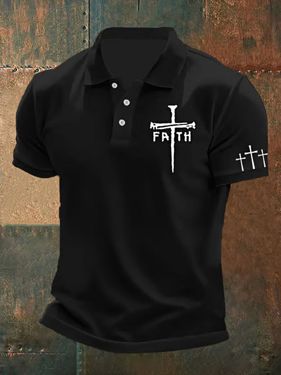 Men's Faith Cross Print Casual Top