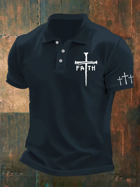 Men's Faith Cross Print Casual Top