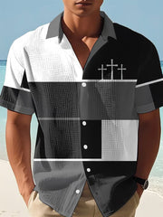 Men's Cross Faith Colorblock Print Casual Shirt