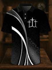 Men's Faith Cross Printed Casual Button Top