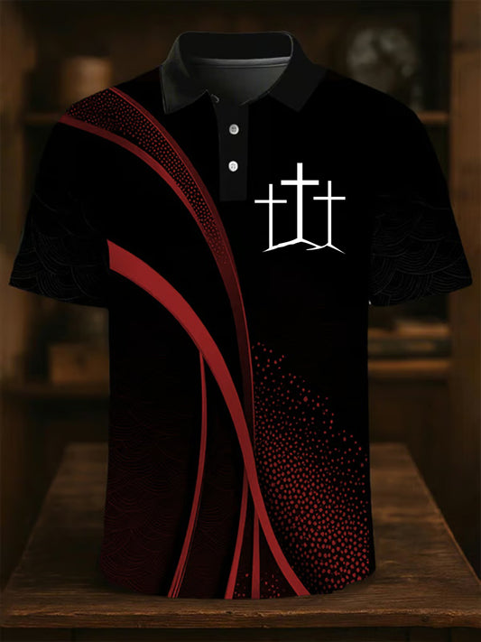 Men's Faith Cross Printed Casual Button Top