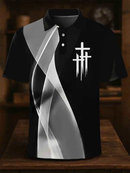 Men's Faith Cross Printed Casual Button Top