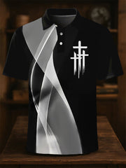 Men's Faith Cross Printed Casual Button Top