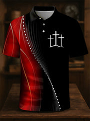 Men's Faith Cross Printed Casual Button Top