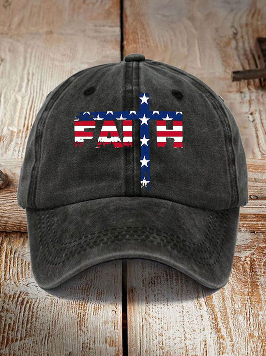 Faith Cross American Flag Print Unisex Hat
