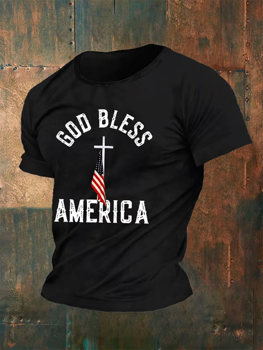 Men's God Bless America Print T-Shirt