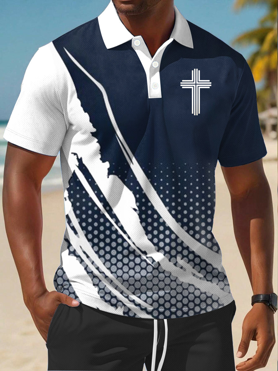 Men's Faith Cross Casual Business Short Sleeve Shirt