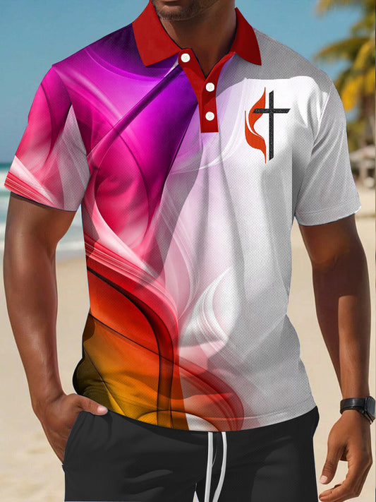 Men's Faith Cross Casual Business Short Sleeve Shirt