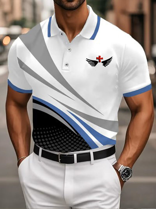 Men's Faith Cross Casual Business Short Sleeve Shirt