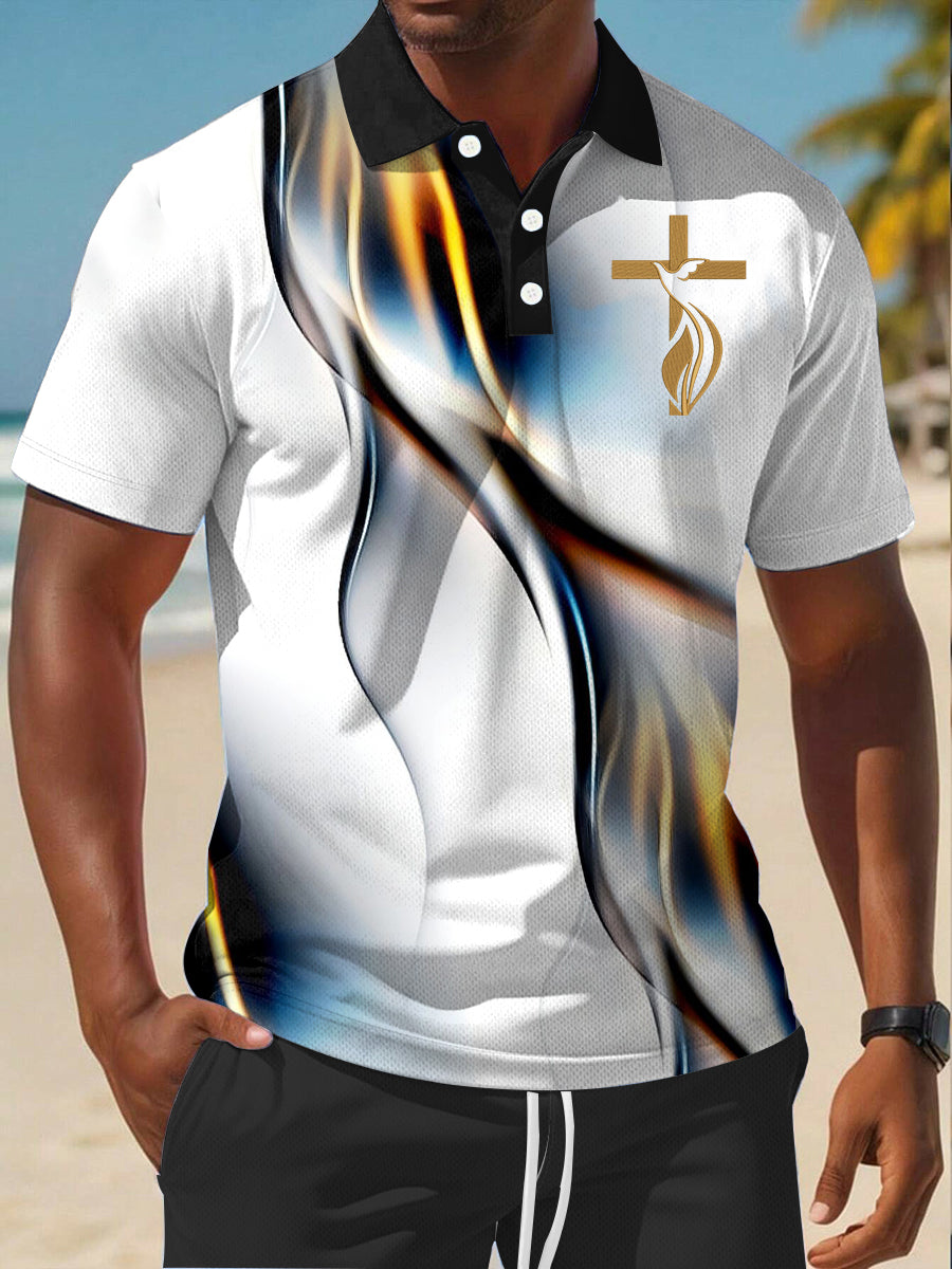 Men's Faith Cross Casual Business Short Sleeve Shirt