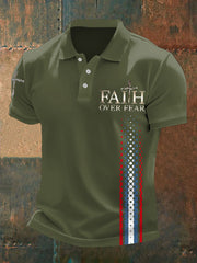 Men's Faith Over Fear Cross Print Casual Polo