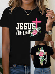 Women's Jesus is the Light Floral Christian T-Shirt