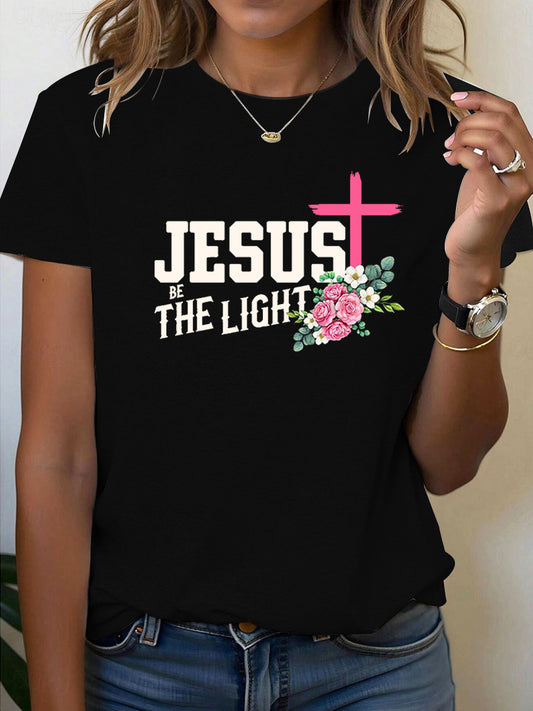 Women's Jesus is the Light Floral Christian T-Shirt