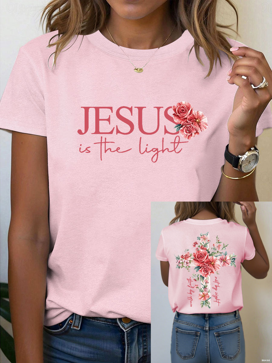 Women's Jesus is the Light Floral Christian T-Shirt