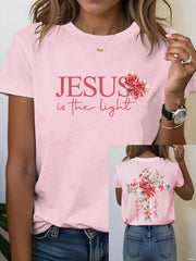 Women's Jesus is the Light Floral Christian T-Shirt