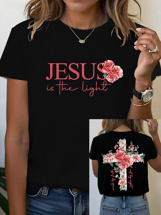 Women's Jesus is the Light Floral Christian T-Shirt