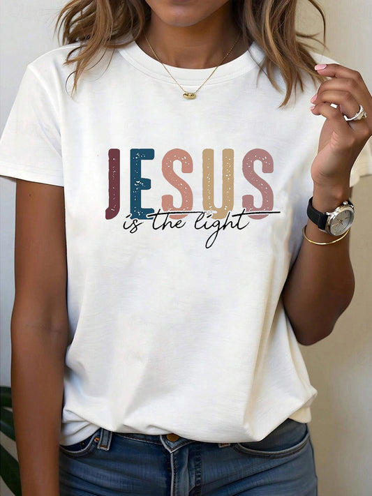 Women's Jesus is the Light Floral Christian T-Shirt