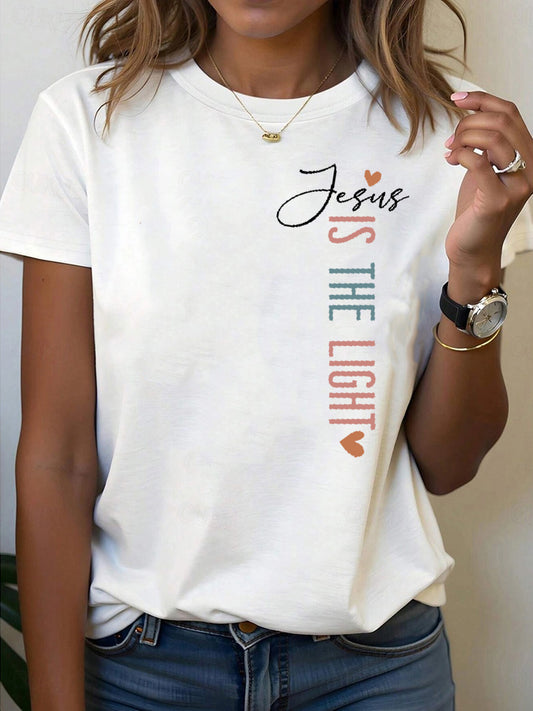 Women's Jesus is the Light Floral Christian T-Shirt