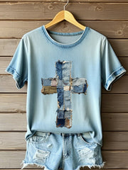 Women's Cross Printed Casual T-Shirt