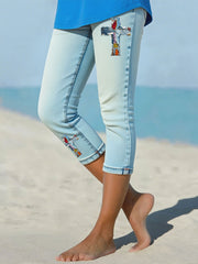Women's Cross Print Casual Leggings
