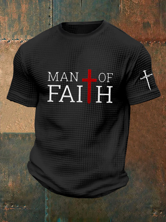 Men's Man Of Faith Cross Waffle Short Sleeve Top