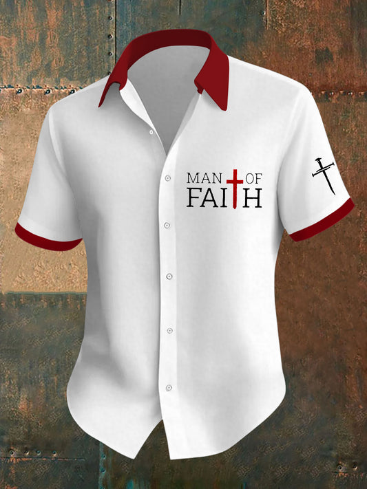 Men's Man Of Faith Cross Short Sleeve Shirt