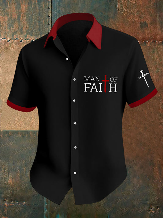 Men's Man Of Faith Cross Short Sleeve Shirt