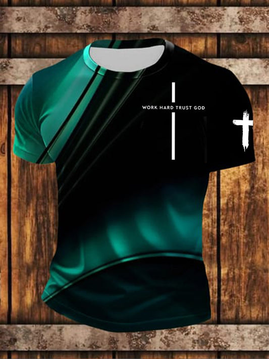 Men's Work Hard Trust God Short Sleeves T-shirt