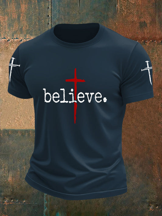 Men's Believe Cross Faith Casual Tee
