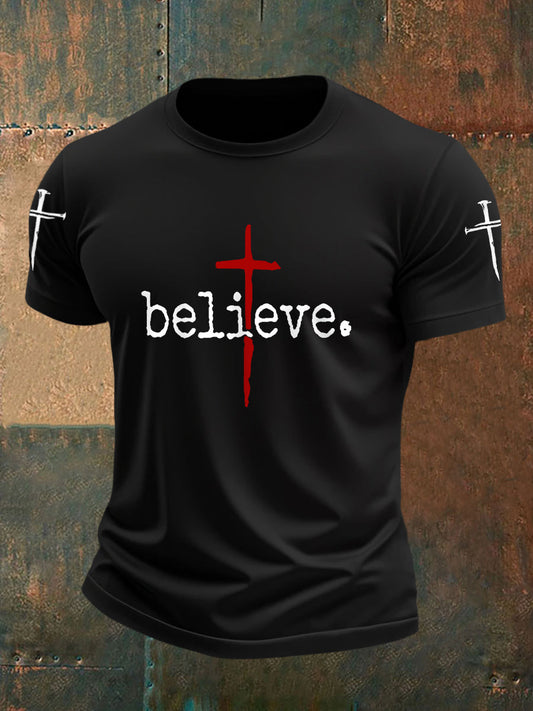 Men's Believe Cross Faith Casual Tee