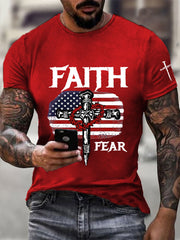 Men's Faith Over Fear Printed Casual T-Shirt