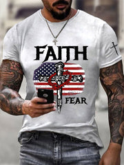 Men's Faith Over Fear Printed Casual T-Shirt