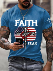Men's Faith Over Fear Printed Casual T-Shirt