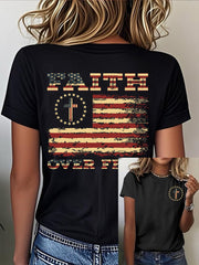 Women's Faith Over Fear Flag Sleeve T-Shirt