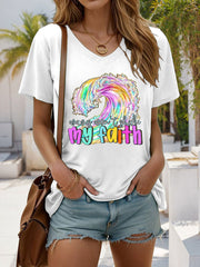 Women's Waves Won't Shake My Faith Printed Casual T-Shirt