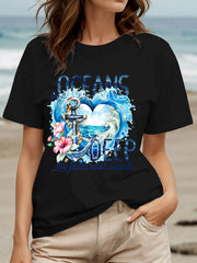 Women's In Oceans Deep My Faith Will Stand Printed Casual T-Shirt