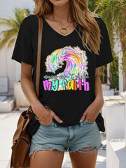 Women's Waves Won't Shake My Faith Printed Casual T-Shirt