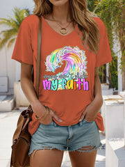Women's Waves Won't Shake My Faith Printed Casual T-Shirt